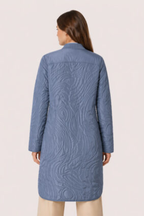 Ilse Jacobsen longline quilt coat in grey blue