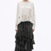 La Vaca Loca Libido oversized off-white knitted top with boat neckline and deconstructed sheer openings.