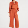 Mela Purdie Pace Pant in Copper, a luxurious mirror satin wide-leg pant for women