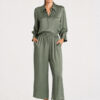 Mela Purdie Pace Pant in Sage, a draped mirror satin wide-leg women's pant