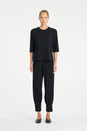 Mela Purdie Black Plaza Crew Top relaxed silhouette lightweight travel top