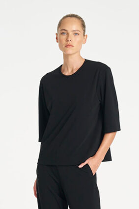 Mela Purdie Black Plaza Crew Top relaxed silhouette lightweight travel top