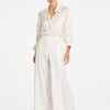 Mela Purdie Resort Blouse in Ivory, an elegant mirror satin long sleeve shirt for women