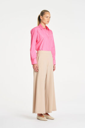 Mela Purdie Saville Shirt in Floss pink, a relaxed-fit long sleeve tailored button-up shirt for women