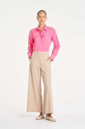 Mela Purdie Saville Shirt in Floss pink, a relaxed-fit long sleeve tailored button-up shirt for women
