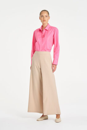 Mela Purdie Saville Shirt in Floss pink, a relaxed-fit long sleeve tailored button-up shirt for women