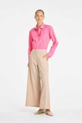 Mela Purdie Saville Shirt in Floss pink, a relaxed-fit long sleeve tailored button-up shirt for women