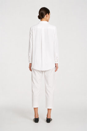 Mela Purdie Single Pocket Shirt in White, a relaxed classic fit women's dress shirt with a front patch pocket.