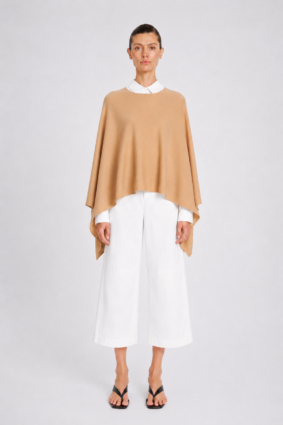 Mela Purdie Slice Throw in Camel color flowing silhouette layering piece
