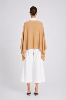 Mela Purdie Slice Throw in Camel color flowing silhouette layering piece back view