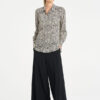 Mela Purdie Soft Shirt in Fossil print, a relaxed-fit long sleeve button-up blouse for women