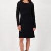 Monari knitted chenille black dress worn by a model.