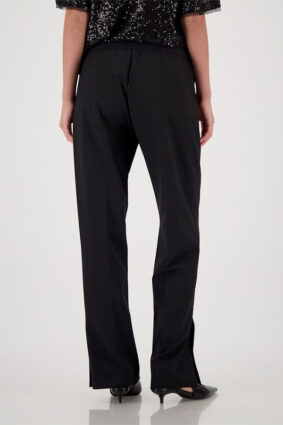 Monari Pleated Pants Black showing the wide-leg silhouette and smooth fabric.