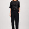 Monari Pleated Pants Black showing the wide-leg silhouette and smooth fabric.