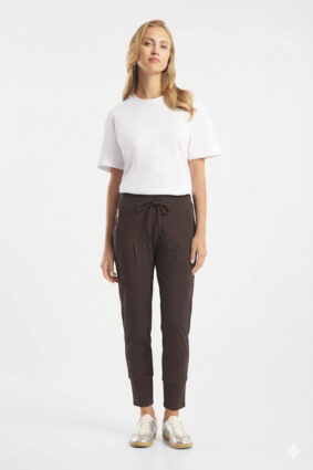 Raffaello Rossi Candy Jogger Pant Chocolate with silver drawstring hardware