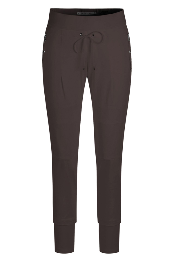 Raffaello Rossi Candy Jogger Pant Chocolate with silver drawstring hardware