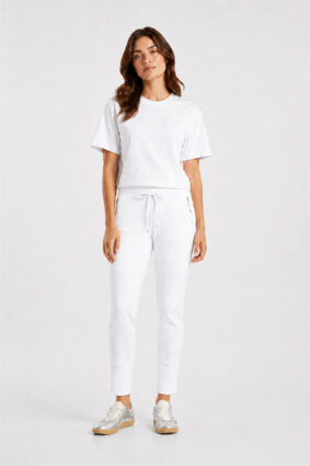 Raffaello Rossi Candy Jogger Pant White in ultra-lightweight high-tech jersey fabric