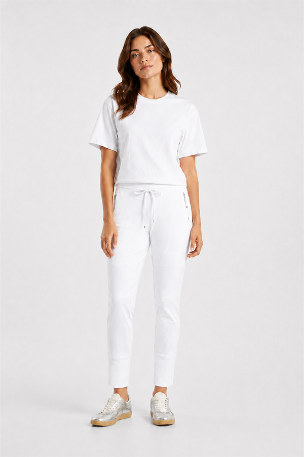 Raffaello Rossi Candy Jogger Pant White in ultra-lightweight high-tech jersey fabric