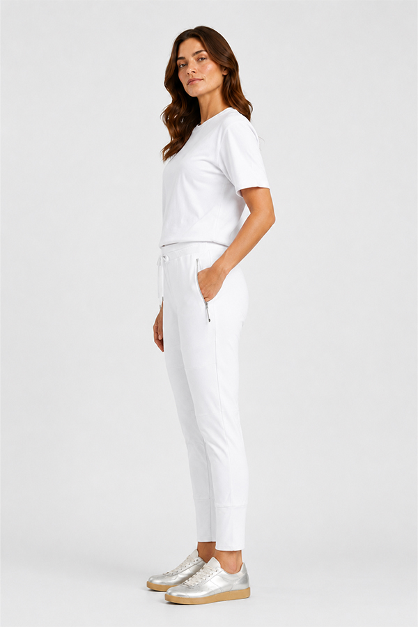 Raffaello Rossi Candy Jogger Pant White in ultra-lightweight high-tech jersey fabric