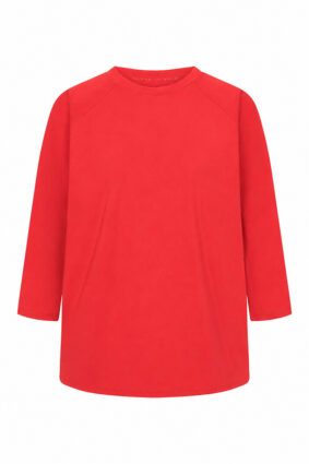 Raffaello Rossi Grazia flamingo pink top with round neck and three-quarter raglan sleeves