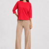 Raffaello Rossi Grazia flamingo pink top with round neck and three-quarter raglan sleeves
