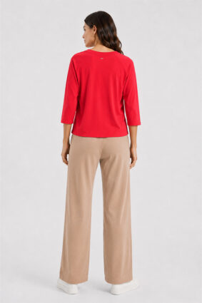 Raffaello Rossi Grazia flamingo pink top with round neck and three-quarter raglan sleeves