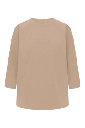 Raffaello Rossi Grazia warm taupe top with round neck and three-quarter raglan sleeves