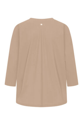 Raffaello Rossi Grazia warm taupe top with round neck and three-quarter raglan sleeves