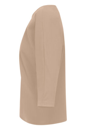 Raffaello Rossi Grazia warm taupe top with round neck and three-quarter raglan sleeves