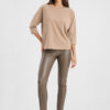 Raffaello Rossi Grazia warm taupe top with round neck and three-quarter raglan sleeves