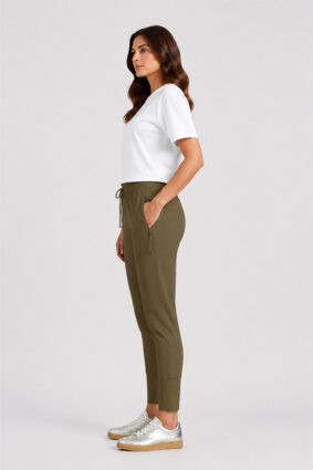 Raffaello Rossi Candy Jogger Pant in Dark Forrest green high tech jersey fabric