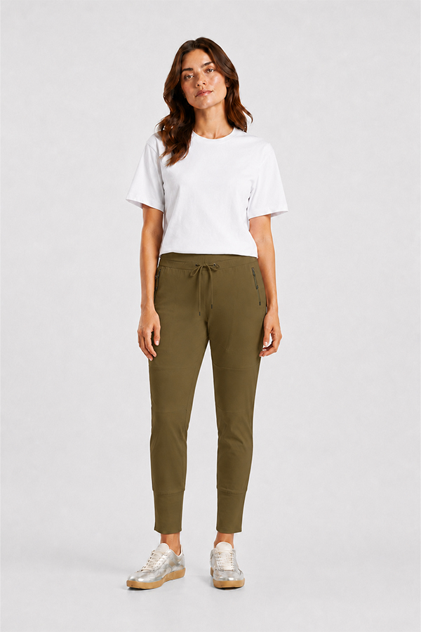 Raffaello Rossi Candy Jogger Pant in Dark Forrest green high tech jersey fabric