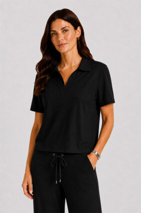 Raffaello Rossi Phina Polo Minisquare Black shirt with technical jersey fabric