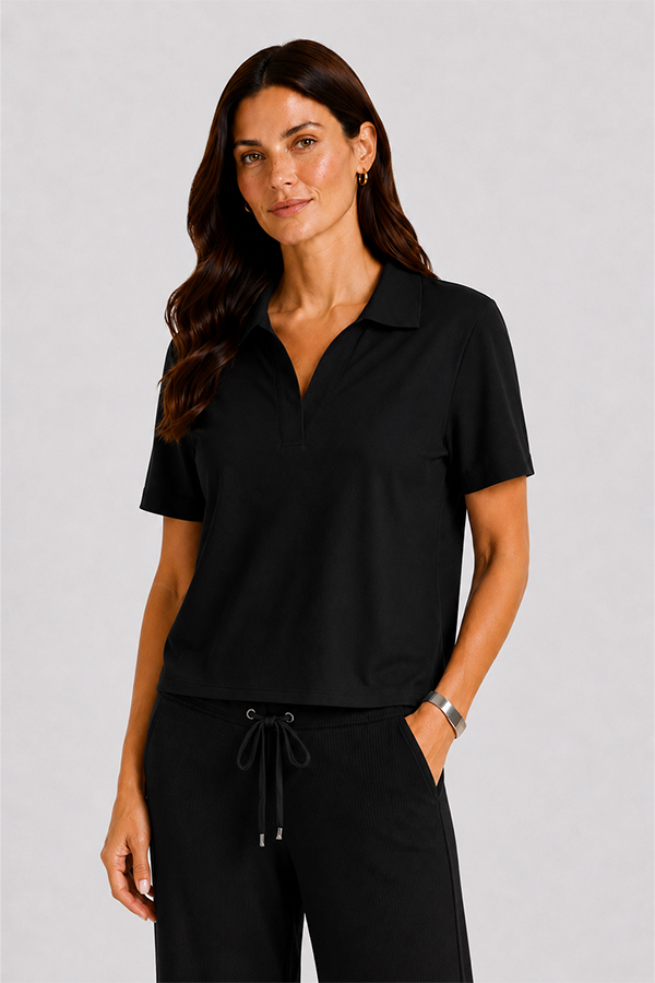 Raffaello Rossi Phina Polo Minisquare Black shirt with technical jersey fabric