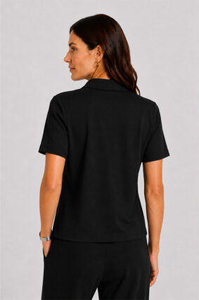 Raffaello Rossi Phina Polo Minisquare Black shirt with technical jersey fabric