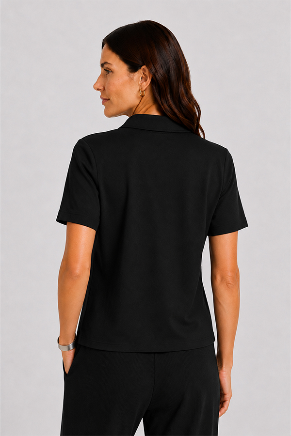 Raffaello Rossi Phina Polo Minisquare Black shirt with technical jersey fabric