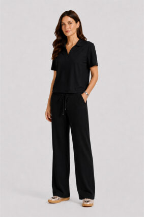 Raffaello Rossi Phina Polo Minisquare Black shirt with technical jersey fabric