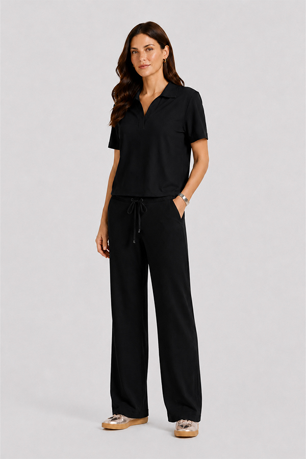Raffaello Rossi Phina Polo Minisquare Black shirt with technical jersey fabric
