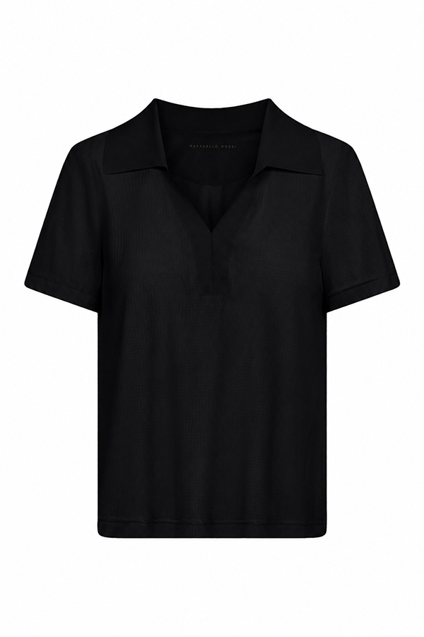 Raffaello Rossi Phina Polo Minisquare Black shirt with technical jersey fabric