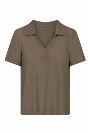 Raffaello Rossi Phina Polo Minisquare Olivin shirt in olive green technical jersey fabric