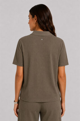 Raffaello Rossi Phina Polo Minisquare Olivin shirt in olive green technical jersey fabric