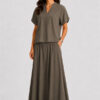 Raffaello Rossi Smea Skirt Olivin with a flowing wide leg silhouette and elastic waistband