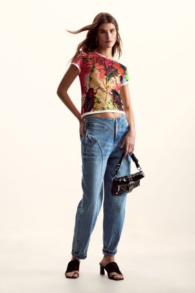 Desigual Designer T-Shirt Tutti Fruti styled with relaxed denim and footwear