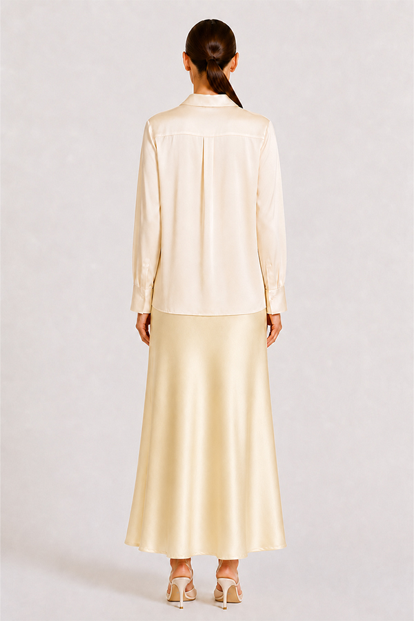 Herzens Collar Blouse Mozarella off-white silk blend shirt.