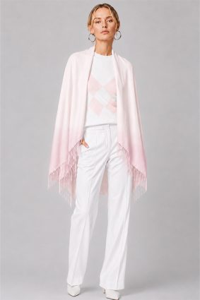 Herzens Scarf Sakura Dip Dyed lightweight dip-dyed scarf draped over an outfit.