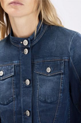 High Ahoy Short Jacket in a silhouette-enhancing slim fit featuring flap chest pockets and exposed stitching.