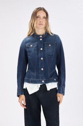 High Ahoy Short Jacket in a silhouette-enhancing slim fit featuring flap chest pockets and exposed stitching.