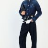 High Ahoy Short Jacket in a silhouette-enhancing slim fit featuring flap chest pockets and exposed stitching.