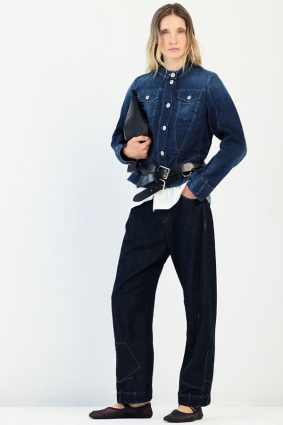 High Ahoy Short Jacket in a silhouette-enhancing slim fit featuring flap chest pockets and exposed stitching.