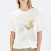 High Fronthy Jersey T-Shirt in 100% white cotton jersey showcasing a crew neck and a front gather detail.